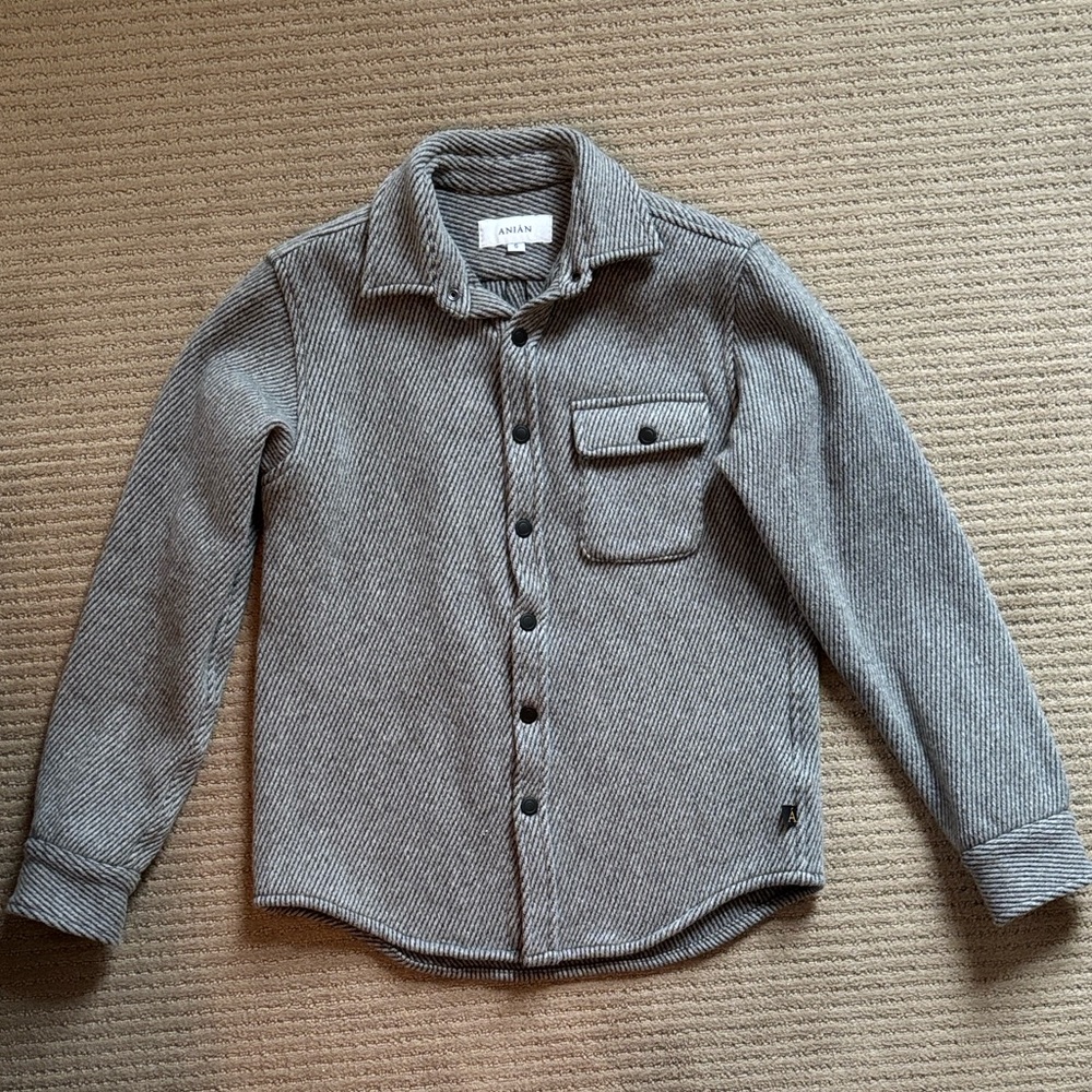 ANIAN Grey Wool Overshirt